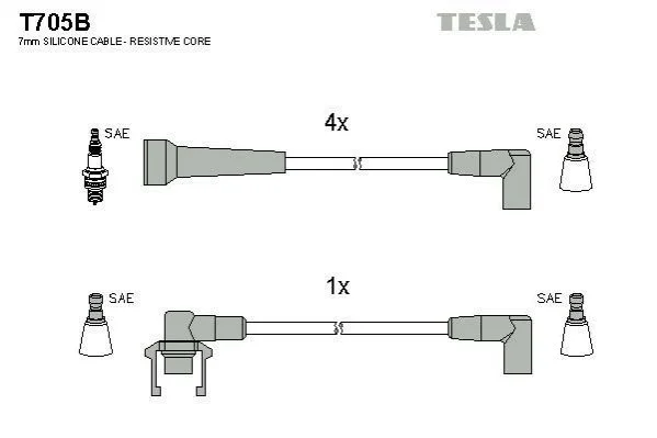 <strong>Кабель запалювання к-кт Renault Super,19,21 86-95 1,7 TESLA T705B (фото 1)</strong>