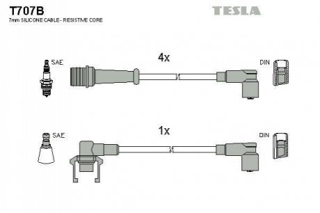Комплект кабелей зажигания TESLA T707B