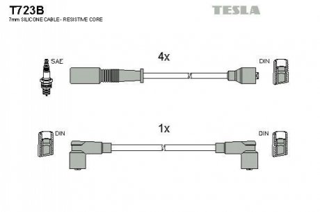 Комплект кабелей зажигания TESLA T723B (фото 1)