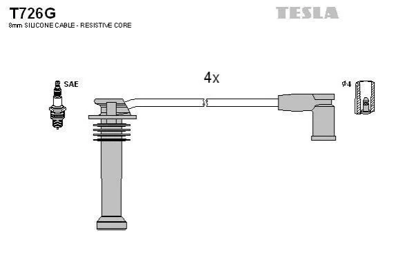 <strong>Провід високовольтні (к-кт) FORD TRANSIT (02-13) 1.8i BLATNA TESLA T726G (фото 1)</strong>