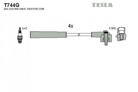 Комплект кабелей зажигания TESLA T744G (фото 1)