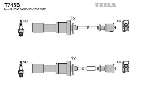 Комплект кабелей высоковольтных TESLA T745B (фото 1)