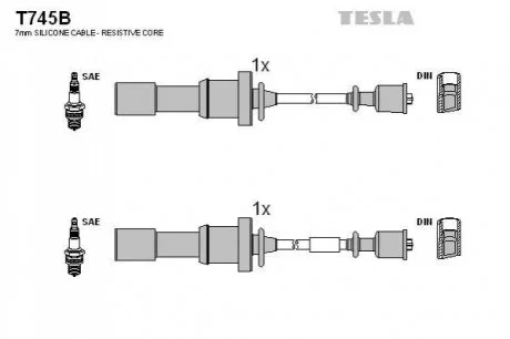 Кабель запалювання к-кт HY Santa Fe,Sonata 2.0,2.4 01- для TESLA T745B фото товару