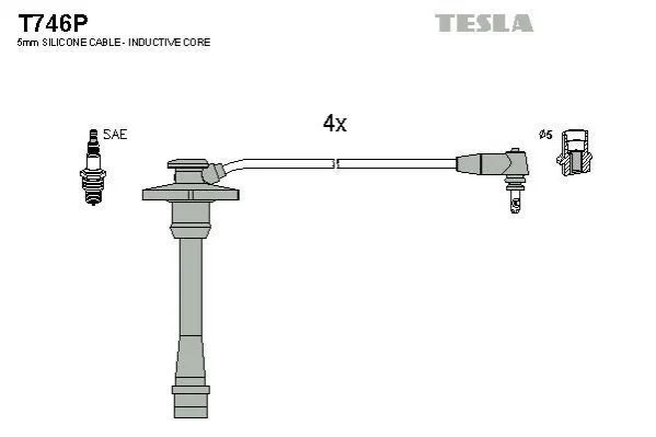 <strong>Кабель запалювання к-кт Toyota 92-00 1,6 TESLA T746P (фото 1)</strong>