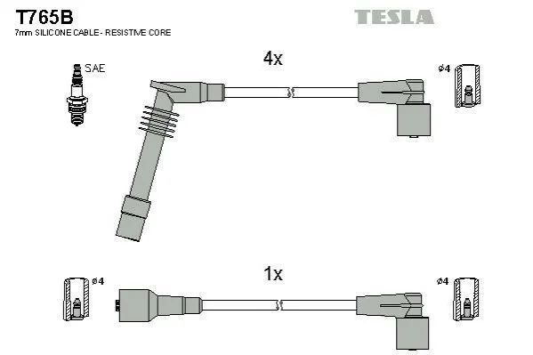 <strong>Комплект кабелей зажигания TESLA T765B (фото 1)</strong>