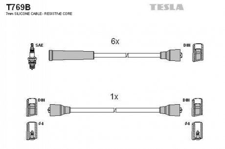 Комплект кабелей зажигания TESLA T769B