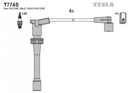 Комплект кабелей зажигания TESLA T774S