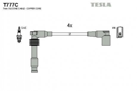 Комплект кабелей зажигания TESLA T777C (фото 1)