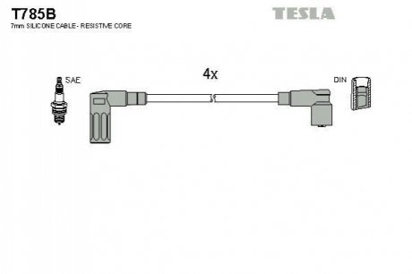 Комплект кабелей зажигания TESLA T785B (фото 1)