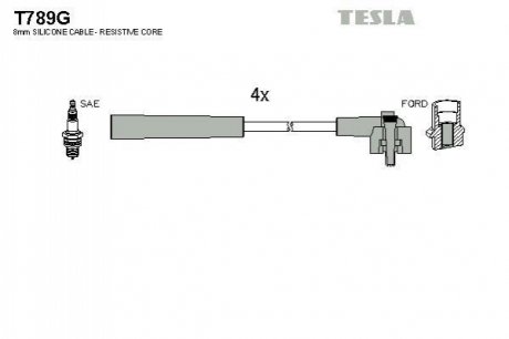 Комплект кабелей зажигания TESLA T789G (фото 1)