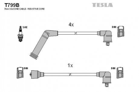 Комплект кабелiв запалювання TESLA T799B (фото 1)