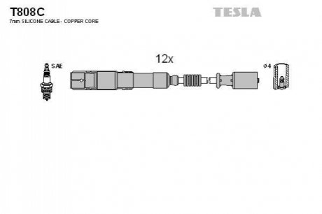 Комплект кабелiв запалювання TESLA T808C (фото 1)
