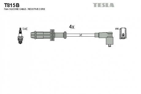 Провід високовольтні (к-кт) CITROEN BERLINGO (96-11) 1.1, 1.4i BLATNA для TESLA T815B фото товару