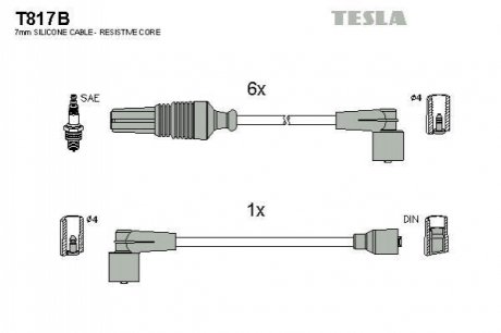 Комплект кабелей зажигания TESLA T817B