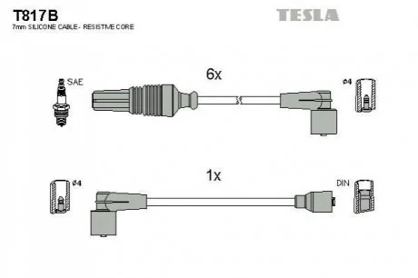 Кабель запалювання к-кт Citroen,Peugeot 605 89-00 3,0 для TESLA T817B фото товару