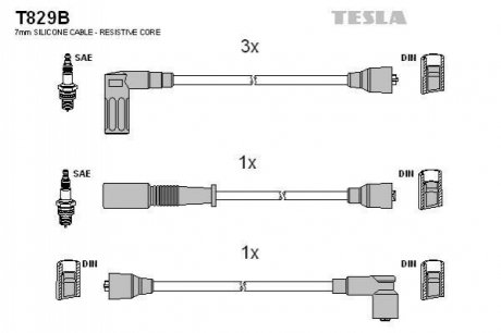 Комплект кабелей зажигания TESLA T829B