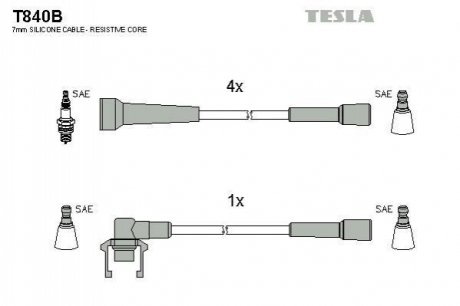 Комплект кабелiв запалювання TESLA T840B