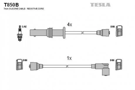Комплект кабелей зажигания для TESLA T850B фото товара