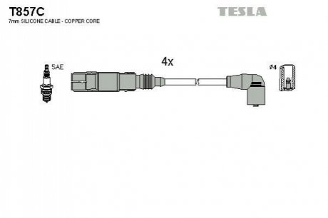 Комплект кабелей зажигания TESLA T857C