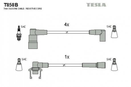 Комплект кабелей зажигания TESLA T858B