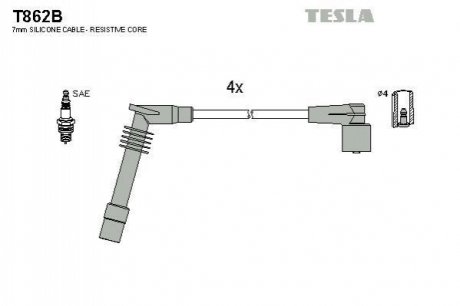 Комплект кабелей зажигания TESLA T862B