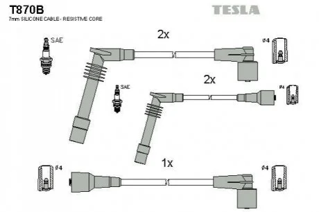 Комплект кабелей зажигания для TESLA T870B фото товара