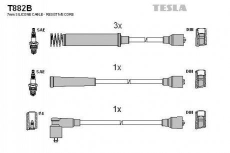 Комплект кабелiв запалювання TESLA T882B