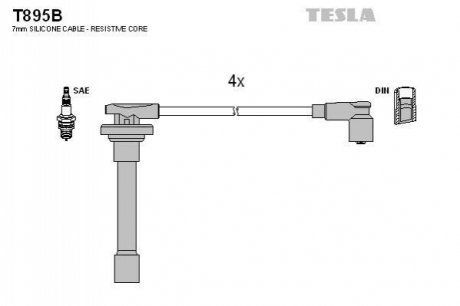 Комплект кабелей зажигания TESLA T895B