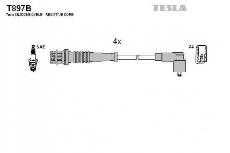 Комплект кабелей зажигания TESLA T897B (фото 1)