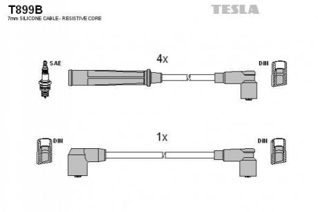 Комплект кабелей высоковольтных TESLA T899B (фото 1)