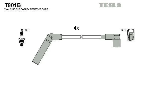 <strong>Провід високовольтний, комплект Mitsubishi Colt V (99-03) 1.5i BLATNA TESLA T901B (фото 1)</strong>