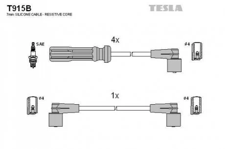 Кабель запалювання к-кт Volvo 740,940,960 85-98 2,0 для Honda TESLA T915B фото товару