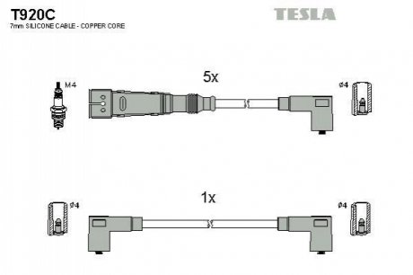 Комплект кабелей зажигания TESLA T920C