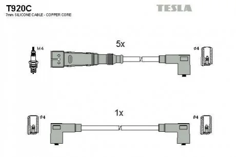 Кабель запалювання к-кт VW T4 90-03 3,5 для TESLA T920C фото товару