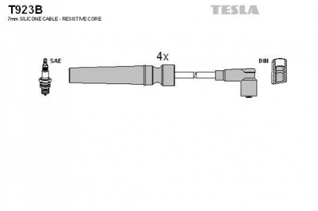Провід свічкові Лачетти 1,6 (силікон) Tesla для TESLA T923B фото товару