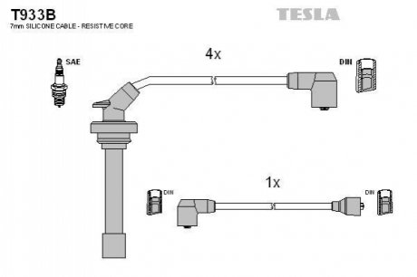 Комплект кабелей зажигания TESLA T933B