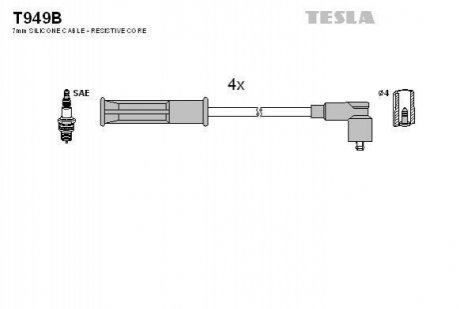 Комплект кабелей высоковольтных TESLA T949B (фото 1)