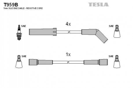 Комплект кабелiв запалювання TESLA T959B