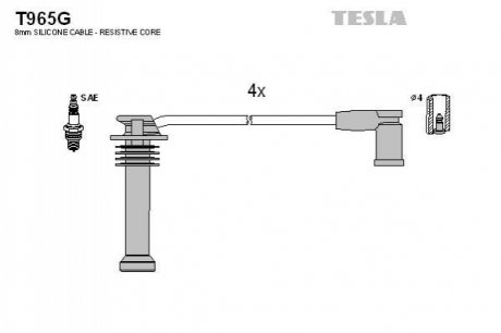 Комплект кабелiв запалювання TESLA T965G (фото 1)