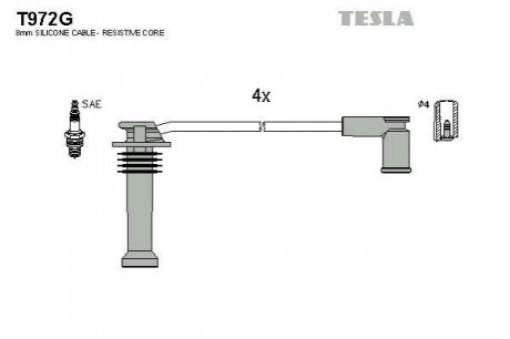 Комплект кабелiв запалювання TESLA T972G (фото 1)