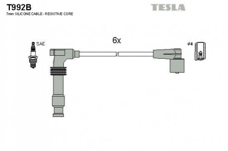 Комплект кабелей зажигания TESLA T992B