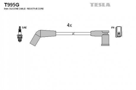 Комплект кабелей зажигания TESLA T995G (фото 1)
