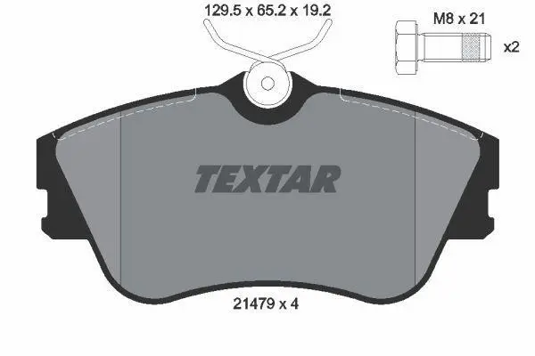 <strong>Комплект гальмівних колодок передн, VW CALIFORNIA T4 CAMPER, TRANSPORTER T4 1.8-2.8 07.90-06.03 TEXTAR 2147902 (фото 1)</strong>
