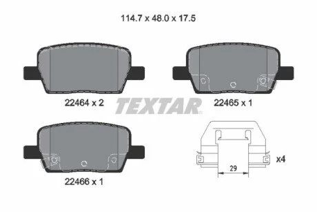 Гальмівні колодки, дискові для TEXTAR 2246401 фото товару