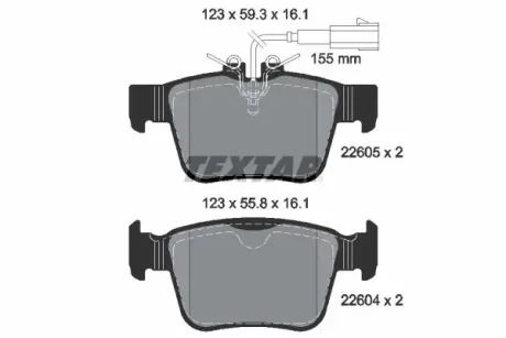 Комплект гальмівних колодок для Alfa Romeo TEXTAR 2260501 фото товару