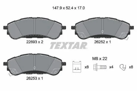 Гальмівні колодки, дискові для TEXTAR 2269301 фото товару
