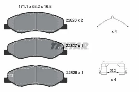 Гальмівні колодки, дискові для TEXTAR 2282601 фото товару