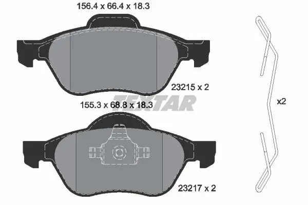 <strong>Комплект гальмівних колодок передн, RENAULT LAGUNA, LAGUNA II, LAGUNA III, MEGANE II, SCENIC II, TWINGO II, WIND 1.2-2.0D 03.01-12.15 TEXTAR 2321502 (фото 1)</strong>