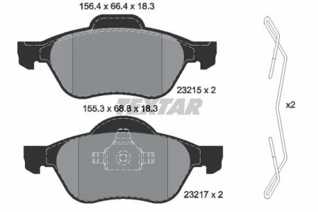 Комплект гальмівних колодок передн, RENAULT LAGUNA, LAGUNA II, LAGUNA III, MEGANE II, SCENIC II, TWINGO II, WIND 1.2-2.0D 03.01-12.15 для TEXTAR 2321502 фото товару
