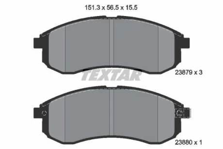 Комплект гальмівних колодок передн, MITSUBISHI L200 2.0/2.5D 01.96-12.07 для TEXTAR 2387902 фото товару